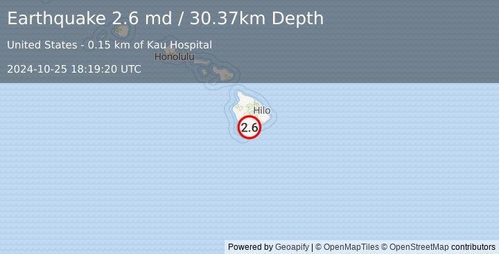 Earthquake 0 km ESE of Pāhala, Hawaii (2.6 md) (2024-10-25 18:19:20 UTC)