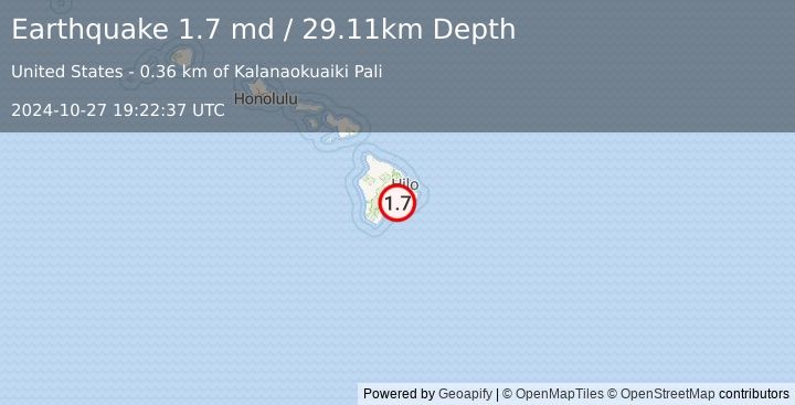 Earthquake 9 km S of Volcano, Hawaii (1.7 md) (2024-10-27 19:22:37 UTC)