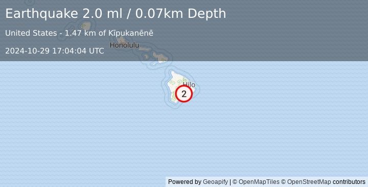 Earthquake 12 km SSW of Volcano, Hawaii (2.0 ml) (2024-10-29 17:04:04 UTC)