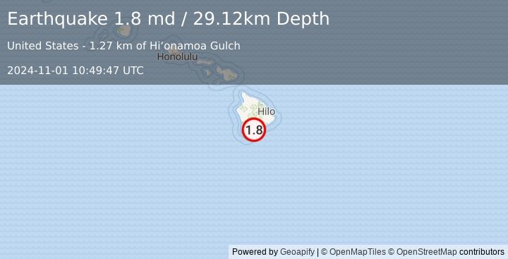 Earthquake 4 km SSE of Pāhala, Hawaii (1.8 md) (2024-11-01 10:49:47 UTC)