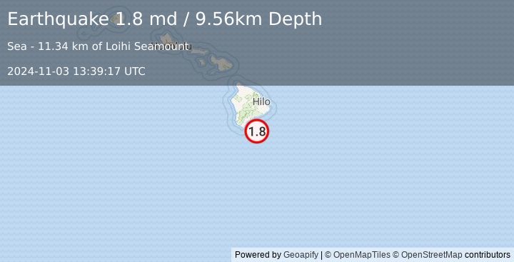 Earthquake 45 km ESE of Naalehu, Hawaii (1.8 md) (2024-11-03 13:39:17 UTC)