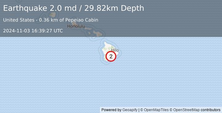 Earthquake 14 km ENE of Pāhala, Hawaii (2.0 md) (2024-11-03 16:39:27 UTC)