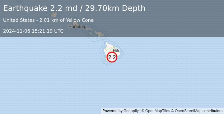 Earthquake 10 km NE of Pāhala, Hawaii (2.2 md) (2024-11-06 15:21:19 UTC)