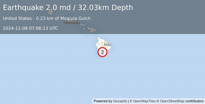 Earthquake 4 km S of Pāhala, Hawaii (2.0 md) (2024-11-08 07:06:13 UTC)