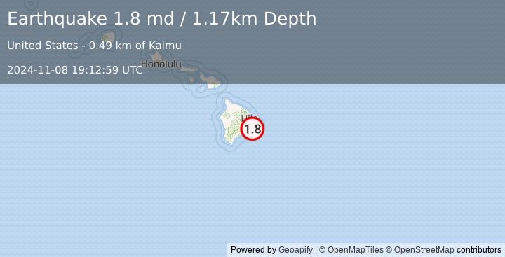 Earthquake 10 km SW of Leilani Estates, Hawaii (1.8 md) (2024-11-08 19:12:59 UTC)