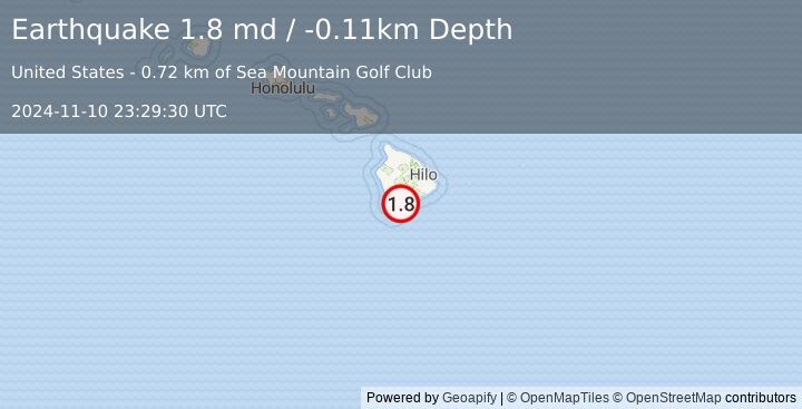 Earthquake 8 km SSW of Pāhala, Hawaii (1.8 md) (2024-11-10 23:29:30 UTC)