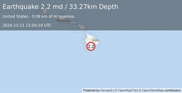 Earthquake 1 km S of Pāhala, Hawaii (2.2 md) (2024-11-11 11:04:10 UTC)