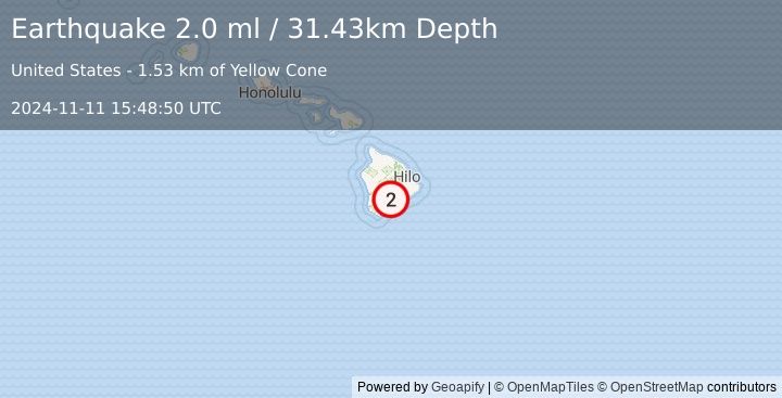 Earthquake 11 km NE of Pāhala, Hawaii (2.0 ml) (2024-11-11 15:48:50 UTC)