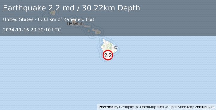 Earthquake 4 km S of Pāhala, Hawaii (2.2 md) (2024-11-16 20:30:10 UTC)