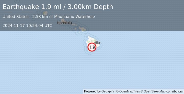 Earthquake 16 km N of Pāhala, Hawaii (1.9 ml) (2024-11-17 10:54:04 UTC)