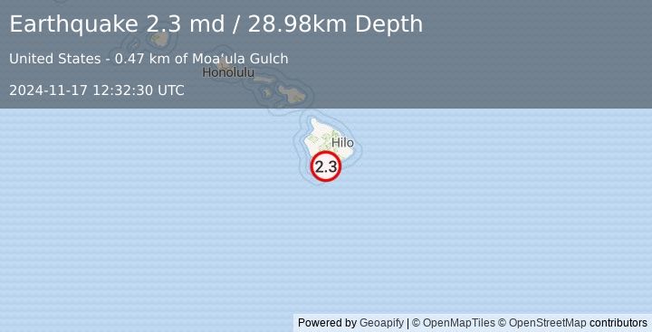 Earthquake 4 km S of Pāhala, Hawaii (2.3 md) (2024-11-17 12:32:30 UTC)