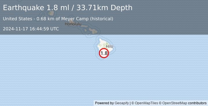 Earthquake 2 km NW of Pāhala, Hawaii (1.8 ml) (2024-11-17 16:44:59 UTC)