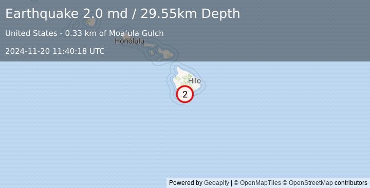 Earthquake 4 km S of Pāhala, Hawaii (2.0 md) (2024-11-20 11:40:18 UTC)