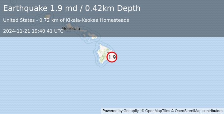 Earthquake 8 km SSW of Leilani Estates, Hawaii (1.9 md) (2024-11-21 19:40:41 UTC)