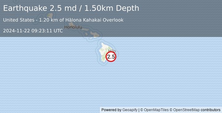 Earthquake 15 km SSE of Volcano, Hawaii (2.5 md) (2024-11-22 09:23:11 UTC)