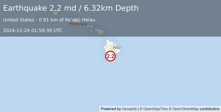 Earthquake 8 km NE of Naalehu, Hawaii (2.2 md) (2024-11-24 01:59:39 UTC)