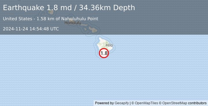 Earthquake 7 km S of Pāhala, Hawaii (1.8 md) (2024-11-24 14:54:48 UTC)