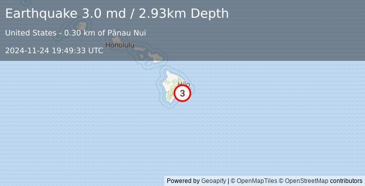 Earthquake 13 km S of Fern Forest, Hawaii (3.0 md) (2024-11-24 19:49:33 UTC)