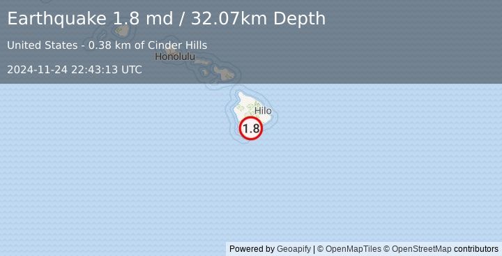 Earthquake 3 km SE of Pāhala, Hawaii (1.8 md) (2024-11-24 22:43:13 UTC)