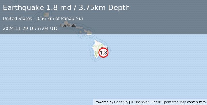 Earthquake 13 km S of Fern Forest, Hawaii (1.8 md) (2024-11-29 16:57:04 UTC)