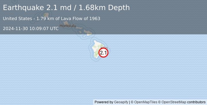 Earthquake 10 km S of Fern Forest, Hawaii (2.1 md) (2024-11-30 10:09:07 UTC)