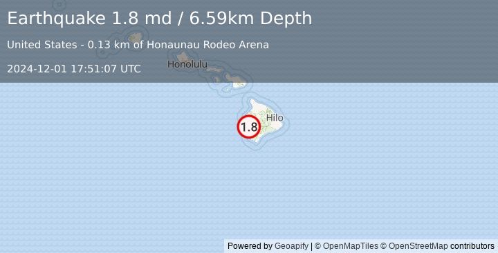 Earthquake 4 km SW of Honaunau-Napoopoo, Hawaii (1.8 md) (2024-12-01 17:51:07 UTC)