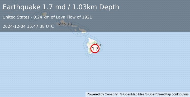 Earthquake 7 km SW of Volcano, Hawaii (1.7 md) (2024-12-04 15:47:38 UTC)