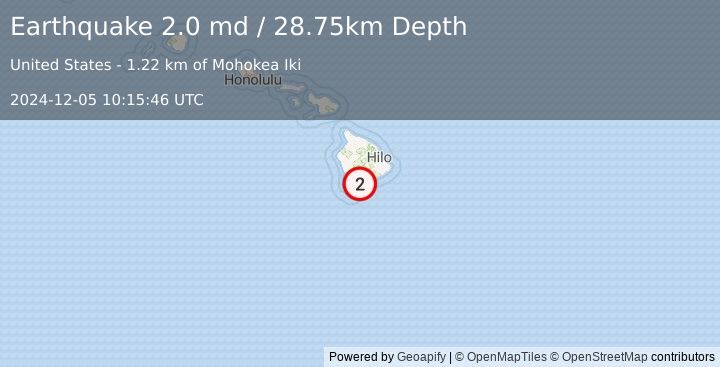 Earthquake 5 km SSW of Pāhala, Hawaii (2.0 md) (2024-12-05 10:15:46 UTC)