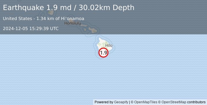 Earthquake 2 km SSW of Pāhala, Hawaii (1.9 md) (2024-12-05 15:29:39 UTC)