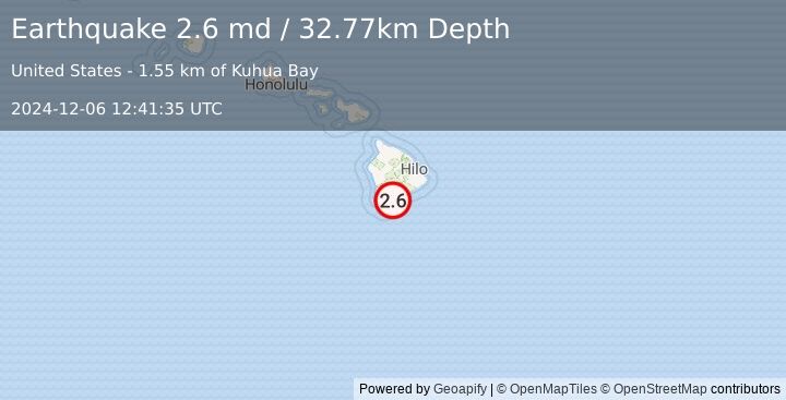 Earthquake 9 km ENE of Naalehu, Hawaii (2.6 md) (2024-12-06 12:41:35 UTC)