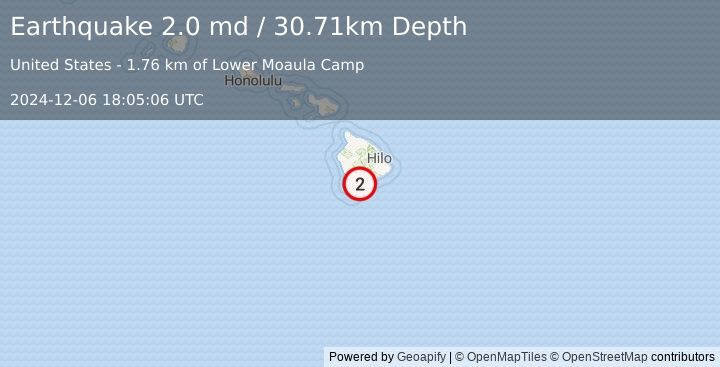 Earthquake 4 km SW of Pāhala, Hawaii (2.0 md) (2024-12-06 18:05:06 UTC)