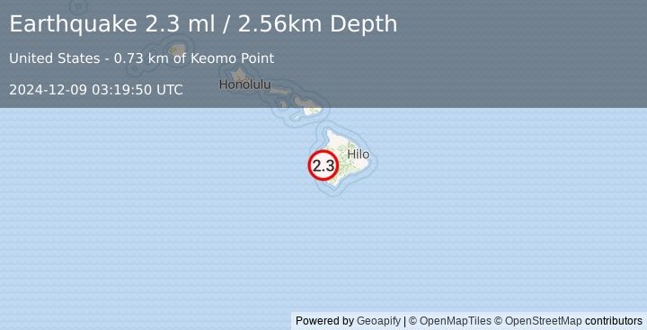 Earthquake 5 km S of Captain Cook, Hawaii (2.3 ml) (2024-12-09 03:19:50 UTC)