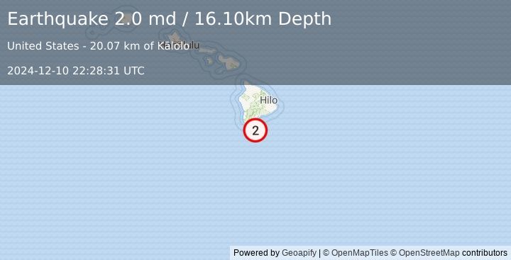Earthquake 28 km SSE of Naalehu, Hawaii (2.0 md) (2024-12-10 22:28:31 UTC)