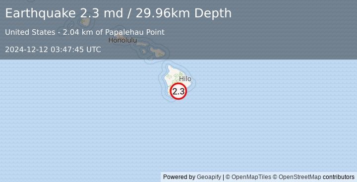 Earthquake 11 km ESE of Pāhala, Hawaii (2.3 md) (2024-12-12 03:47:45 UTC)