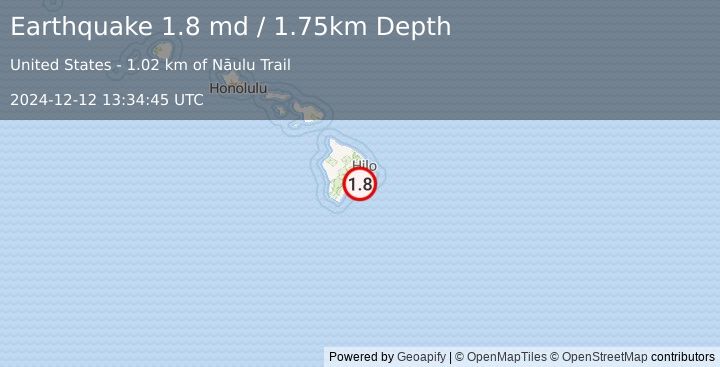 Earthquake 13 km SSE of Volcano, Hawaii (1.8 md) (2024-12-12 13:34:45 UTC)