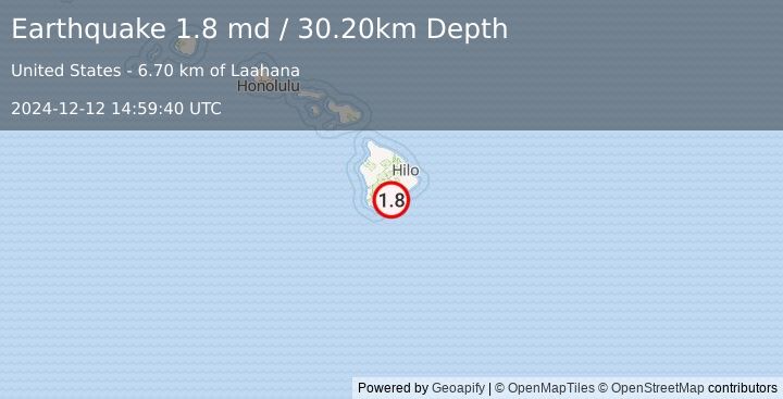 Earthquake 14 km ESE of Pāhala, Hawaii (1.8 md) (2024-12-12 14:59:40 UTC)