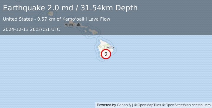 Earthquake 10 km ENE of Pāhala, Hawaii (2.0 md) (2024-12-13 20:57:51 UTC)