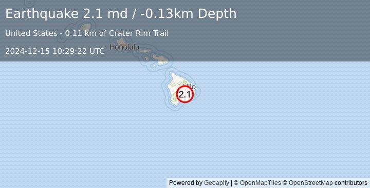 Earthquake 5 km SW of Volcano, Hawaii (2.1 md) (2024-12-15 10:29:22 UTC)