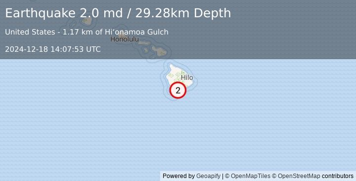 Earthquake 5 km S of Pāhala, Hawaii (2.0 md) (2024-12-18 14:07:53 UTC)