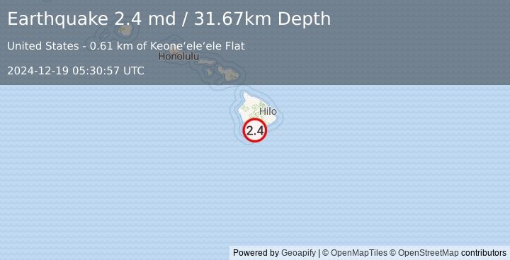 Earthquake 5 km S of Pāhala, Hawaii (2.4 md) (2024-12-19 05:30:57 UTC)