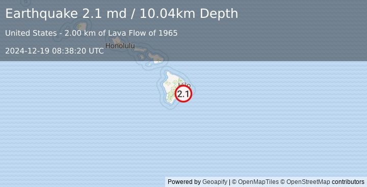 Earthquake 11 km S of Fern Forest, Hawaii (2.1 md) (2024-12-19 08:38:20 UTC)