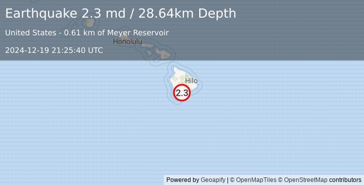 Earthquake 1 km NNW of Pāhala, Hawaii (2.3 md) (2024-12-19 21:25:40 UTC)