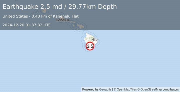 Earthquake 4 km S of Pāhala, Hawaii (2.5 md) (2024-12-20 01:37:32 UTC)