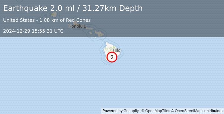 Earthquake 9 km ENE of Pāhala, Hawaii (2.0 ml) (2024-12-29 15:55:31 UTC)