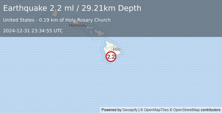 Earthquake 0 km NNW of Pāhala, Hawaii (2.2 ml) (2024-12-31 23:34:55 UTC)