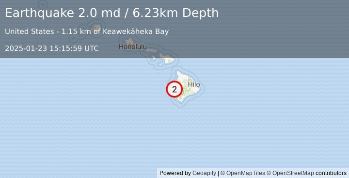 Earthquake 3 km W of Captain Cook, Hawaii (2.0 md) (2025-01-23 15:15:59 UTC)