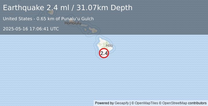 Earthquake 5 km S of Pāhala, Hawaii (2.4 ml) (2025-05-16 17:06:41 UTC)