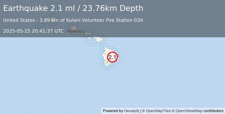 Earthquake Island of Hawaii, Hawaii (2.1 ml) (2025-05-25 20:41:37 UTC)