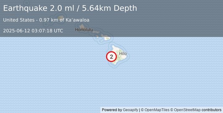 Earthquake 2 km E of Captain Cook, Hawaii (2.0 ml) (2025-06-12 03:07:18 UTC)
