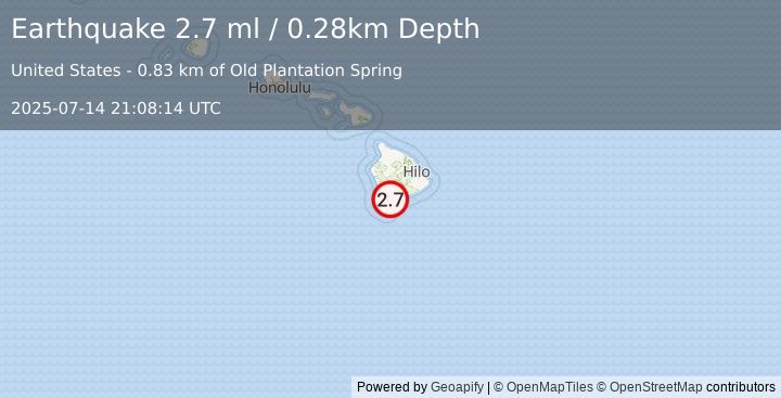 Earthquake 11 km N of Wai‘ōhinu, Hawaii (2.7 ml) (2025-07-14 21:08:14 UTC)